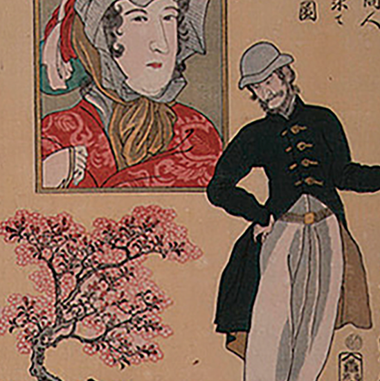 亜墨利加之商人小樹之桜を求て大に歓喜之図