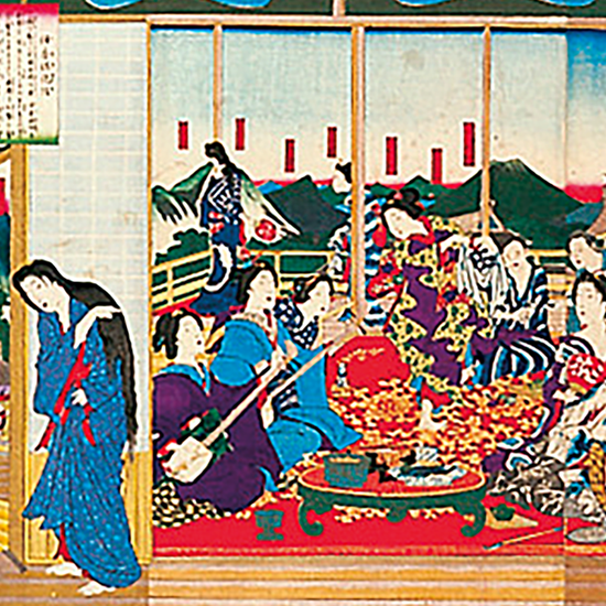 上州伊香保温泉賑之図