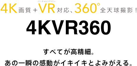 4K画質+VR対応,360°全天球撮影!4KVR360