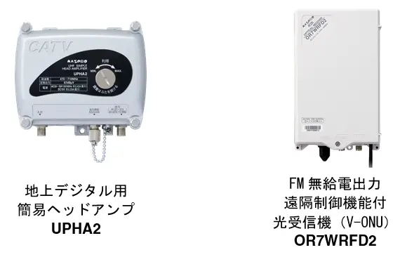 地上デジタル用簡易ヘッドアンプ、光受信機（V-ONU）